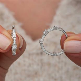 Hk Gümüş Kadın Küpe Zirkon Taşlı Halka |Gümüş Takı Hediyelik Ürünler