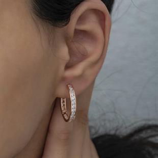 Hk Gümüş Kadın Küpe Zirkon Taşlı Halka |Gümüş Takı Hediyelik Ürünler