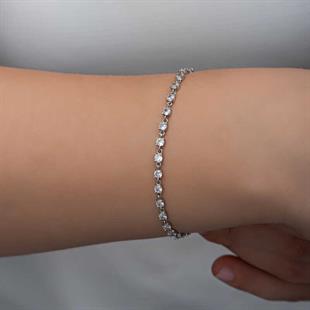 Hk Gümüş Kadın Bileklik Zirkon Taşlı |Gümüş Takı Hediyelik Ürünler