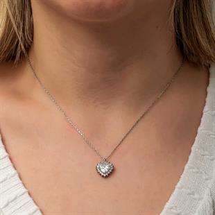 Hk Gümüş Kadın Kolye Zirkon Taşlı Kalp |Gümüş Takı Hediyelik Ürünler