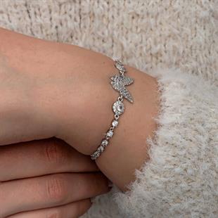 Hk Gümüş Kadın Bileklik Zirkon Taşlı Kelebek |Gümüş Takı Hediyelik Ürünler