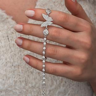 Hk Gümüş Kadın Bileklik Zirkon Taşlı Kelebek |Gümüş Takı Hediyelik Ürünler