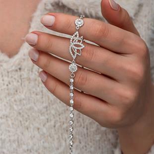 Hk Gümüş Kadın Bileklik Zirkon Taşlı Lotus |Gümüş Takı Hediyelik Ürünler