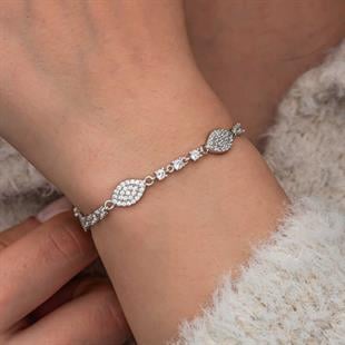 Hk Gümüş Kadın Bileklik Zirkon Taşlı Mekik |Gümüş Takı Hediyelik Ürünler