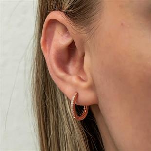 Hk Gümüş Kadın Küpe Zirkon Taşlı Rose Oval |Gümüş Takı Hediyelik Ürünler