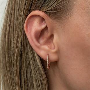 Hk Gümüş Kadın Küpe Zirkon Taşlı Rose Oval |Gümüş Takı Hediyelik Ürünler