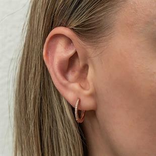 Hk Gümüş Kadın Küpe Zirkon Taşlı Rose Oval |Gümüş Takı Hediyelik Ürünler