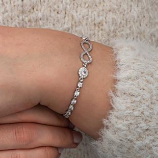 Hk Gümüş Kadın Bileklik Zirkon Taşlı Sonsuzluk |Gümüş Takı Hediyelik Ürünler