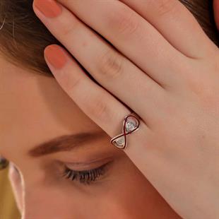 Hk Gümüş Kadın Yüzük Zirkon Taşlı Sonsuzluk |Gümüş Takı Hediyelik Ürünler