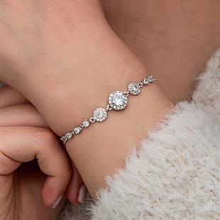 Hk Gümüş Kadın Bileklik Zirkon Taşlı Yuvarlak |Gümüş Takı Hediyelik Ürünler