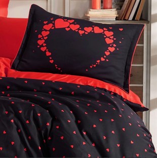 ND Çift Kişilik Saten Nevresim Amore Siyah
