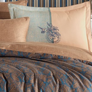 ND Çift Kişilik Saten Nevresim Lotus Bronz