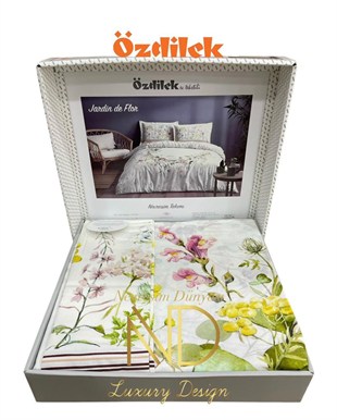 ND Çift Kişilik Ranforce Nevresim Takımı Jardin De Flor Beyaz