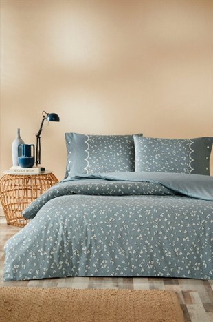 ND Çift Kişilik Ranforce Nevresim Takımı Cilantro Mavi