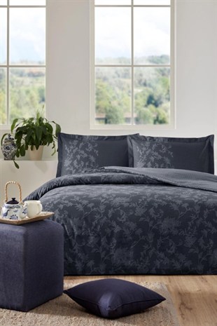 ND Çift Kişilik Ranforce Nevresim Takımı Borocco Lacivert