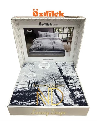 ND Çift Kişilik Ranforce Nevresim Takımı Wood Mor