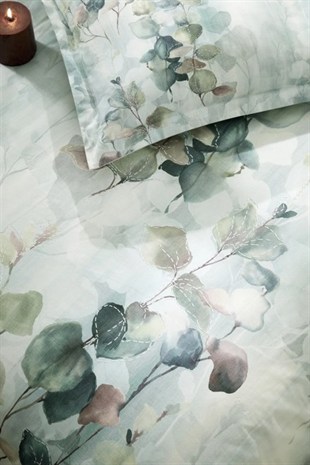 ND Çift Kişilik Ranforce Nevresim Takımı Nature Drip Yeşil