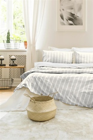 Şaheser Home Collection İpliği Boyalı Çift Kişilik Nevresim Takımı Notta Antrasit