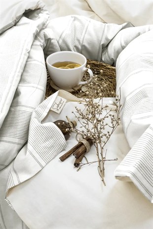 Şaheser Home Collection İpliği Boyalı Çift Kişilik Nevresim Takımı Nenas Antrasit