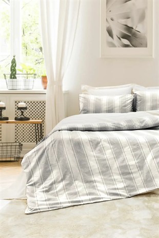 Şaheser Home Collection İpliği Boyalı Çift Kişilik Nevresim Takımı Nenas Antrasit