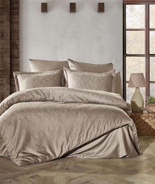 Şaheser Home Collection Jakarlı Saten Çift Kişilik Nevresim Takımı Harley Vizon