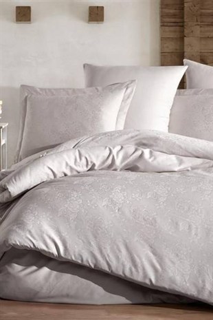 Şaheser Home Collection Jakarlı Saten Çift Kişilik Nevresim Takımı Talia A.Gri