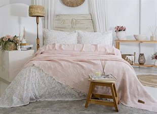 Şaheser Home Collection Müslin Yatak Örtüsü Çift Kişilik Pamela Pudra