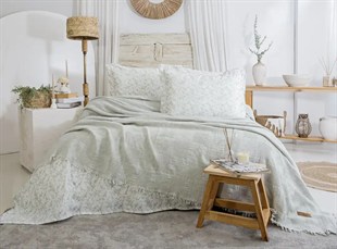 Şaheser Home Collection Müslin Yatak Örtüsü Çift Kişilik Pamela A.Gri