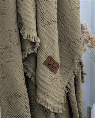 Şaheser Home Collection Müslin Yatak Örtüsü Çift Kişilik Oscar Yeşil