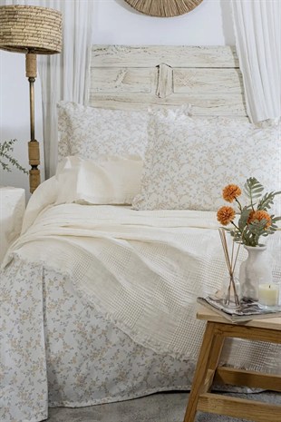 Şaheser Home Collection Müslin Yatak Örtüsü Çift Kişilik Pamela Krem