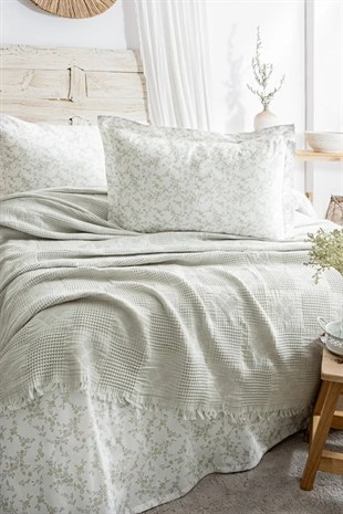 Şaheser Home Collection Müslin Yatak Örtüsü Çift Kişilik Pamela A.Gri