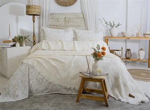 Şaheser Home Collection Müslin Yatak Örtüsü Çift Kişilik Pamela Krem