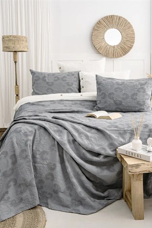 Şaheser Home Collection Yatak Örtüsü Çift Kişilik İtalo Antrasit