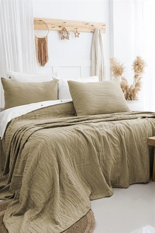 Şaheser Home Collection Yatak Örtüsü Çift Kişilik Janna Haki