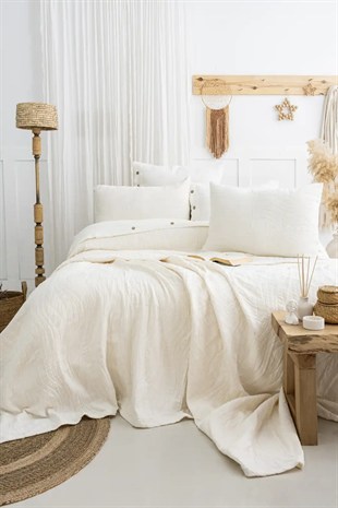 Şaheser Home Collection Yatak Örtüsü Çift Kişilik Janna Krem