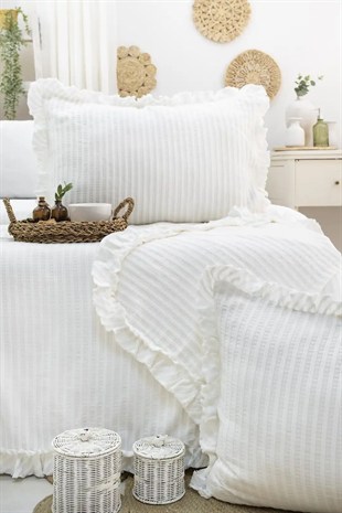 Şaheser Home Collection Yatak Örtüsü Çift Kişilik Marta Krem