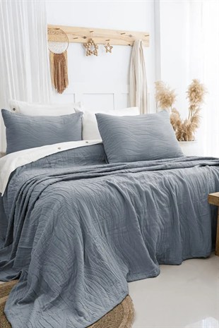 Şaheser Home Collection Yatak Örtüsü Çift Kişilik Janna Mavi