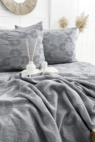 Şaheser Home Collection Yatak Örtüsü Çift Kişilik İtalo Antrasit