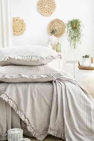 Şaheser Home Collection Yatak Örtüsü Çift Kişilik Marta Bej