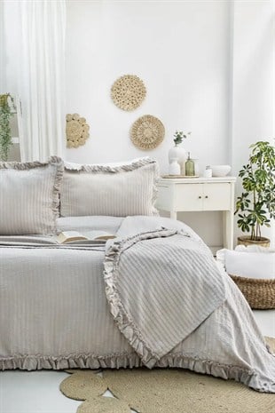 Şaheser Home Collection Yatak Örtüsü Çift Kişilik Marta Bej