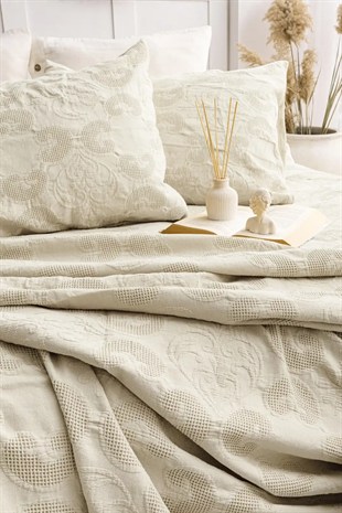 Şaheser Home Collection Yatak Örtüsü Çift Kişilik İtalo Bej