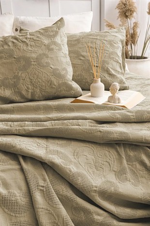 Şaheser Home Collection Yatak Örtüsü Çift Kişilik İtalo Haki