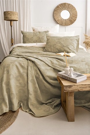 Şaheser Home Collection Yatak Örtüsü Çift Kişilik İtalo Haki
