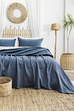 Şaheser Home Collection Yatak Örtüsü Çift Kişilik Silvia İndigo