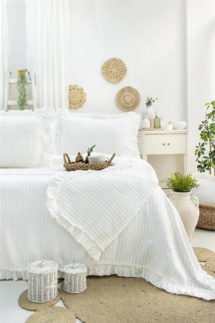 Şaheser Home Collection Yatak Örtüsü Çift Kişilik Marta Krem