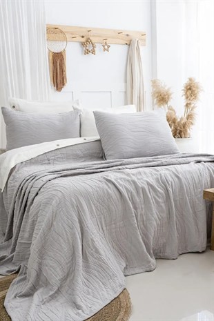 Şaheser Home Collection Yatak Örtüsü Çift Kişilik Janna A.Gri