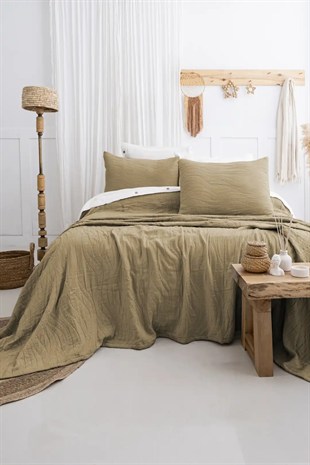 Şaheser Home Collection Yatak Örtüsü Çift Kişilik Janna Haki