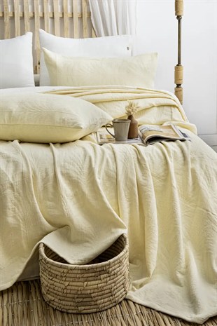 Şaheser Home Collection Yatak Örtüsü Çift Kişilik Silvia Butter Yellow