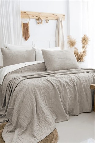 Şaheser Home Collection Yatak Örtüsü Çift Kişilik Janna Bej