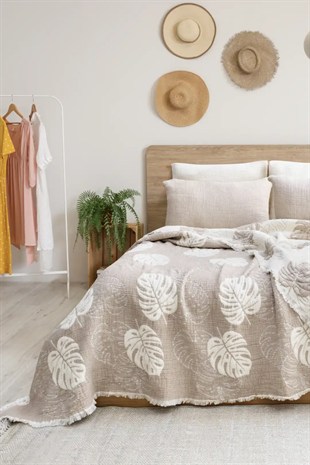 Şaheser Home Collection Yatak Örtüsü Seti Çift Kişilik Forest Bej